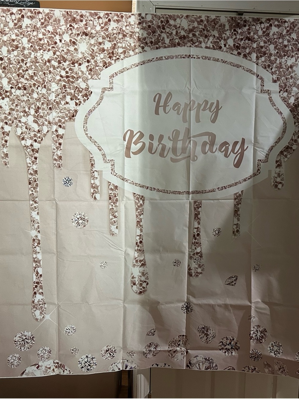Happy Birthday Rose Gold Backdrop Party Banner - Home Party Supplies
